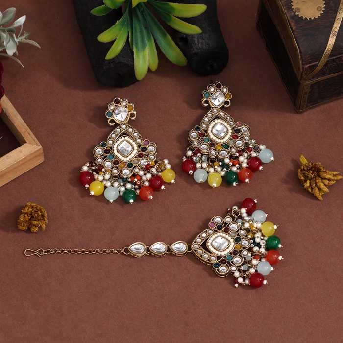 Vibrant Multi Color Kundan Necklace Set