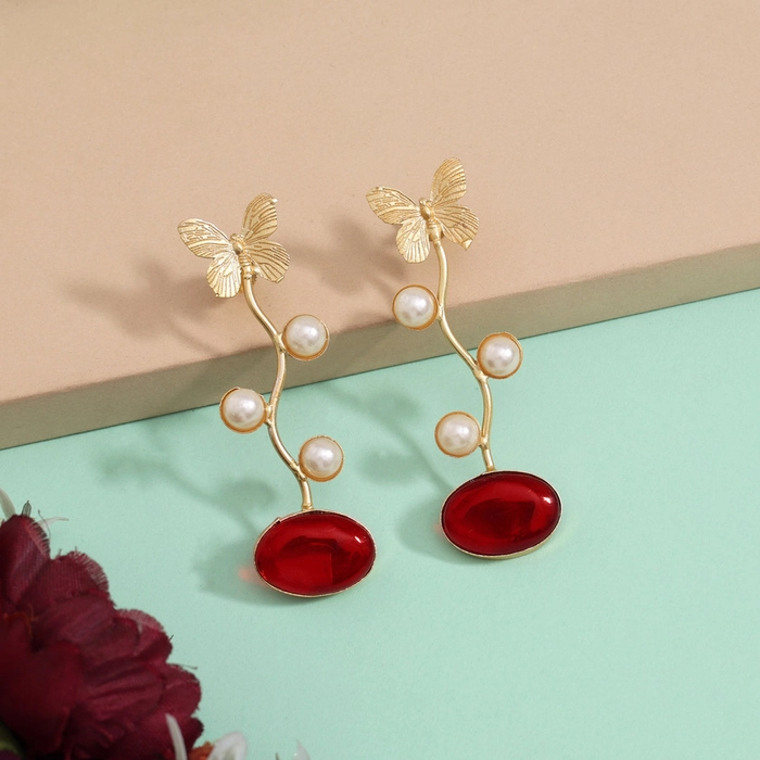 Elegant Maroon Color Amrapali Earrings