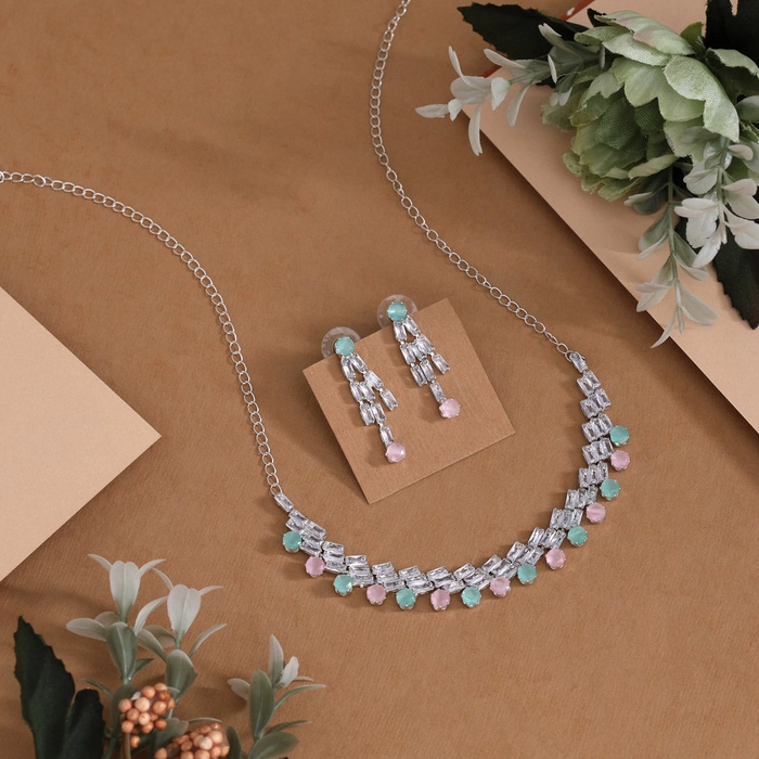 Black Color Stone Necklace Set (STN236BLK)