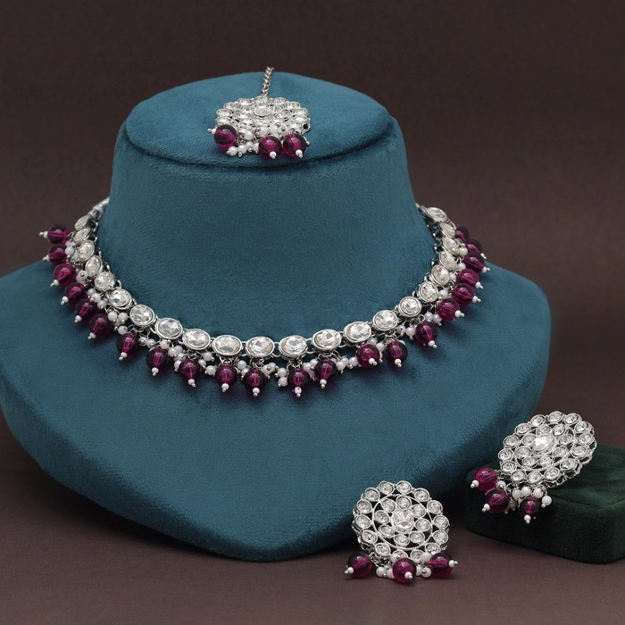 Purple Color Kundan Necklace Set (KN1418PRP)