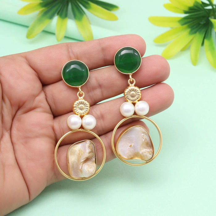 Garden Green Color Amrapali Earrings