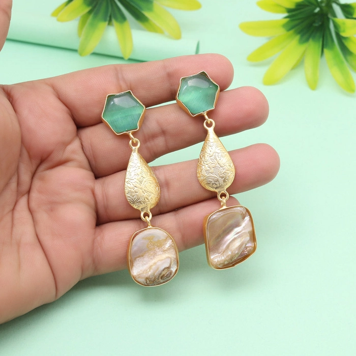 Frosted Pista Green Color Amrapali Earrings
