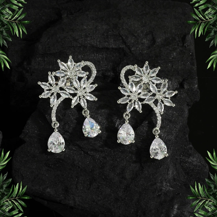 Silver Color American Diamond Earrings (ADE340SLV)