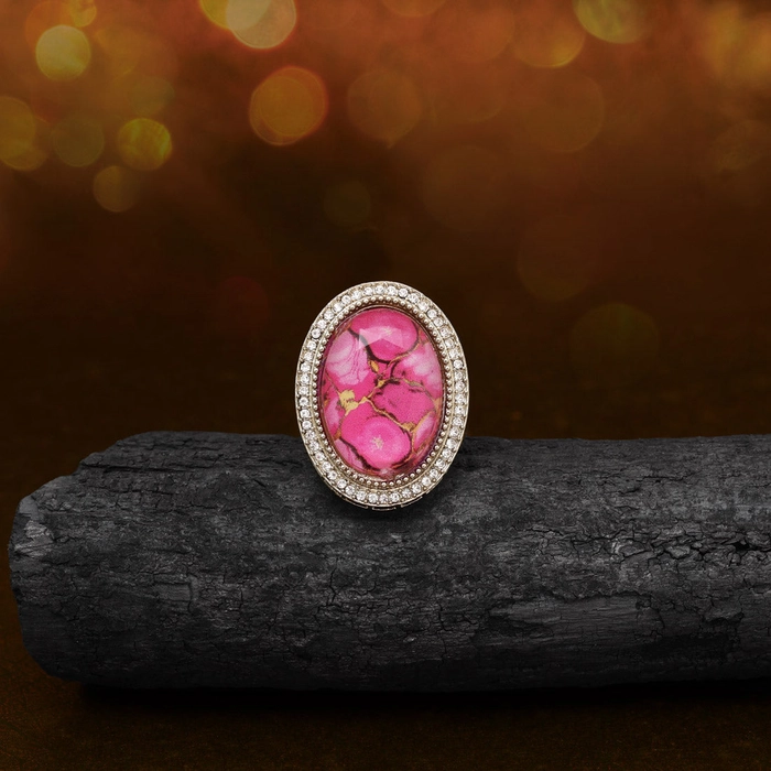Blush Pink Color Kundan Ring For Women