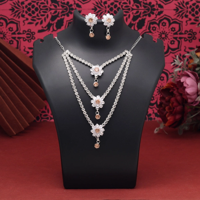 Light Brown Color Stone Necklace Set