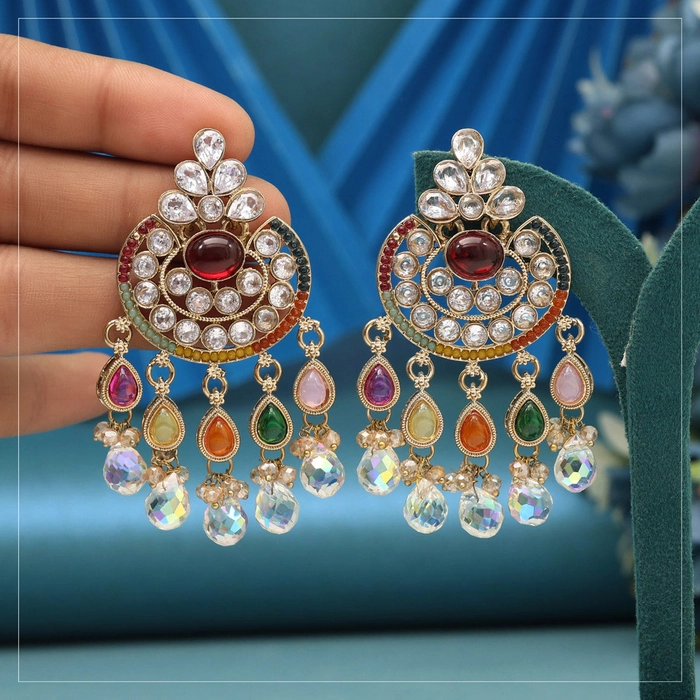 Multi Color American Diamond Earrings