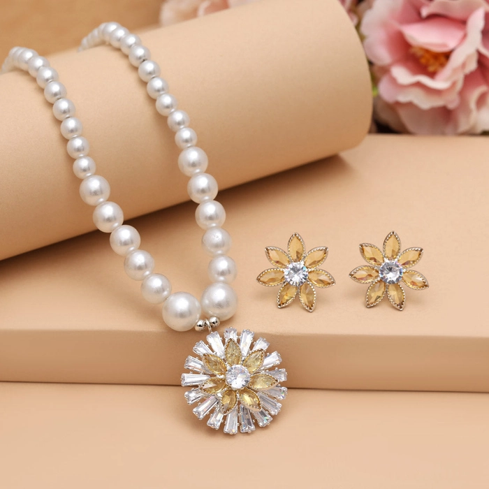 Yellow Color Stone Necklace Set (STN222YLW)