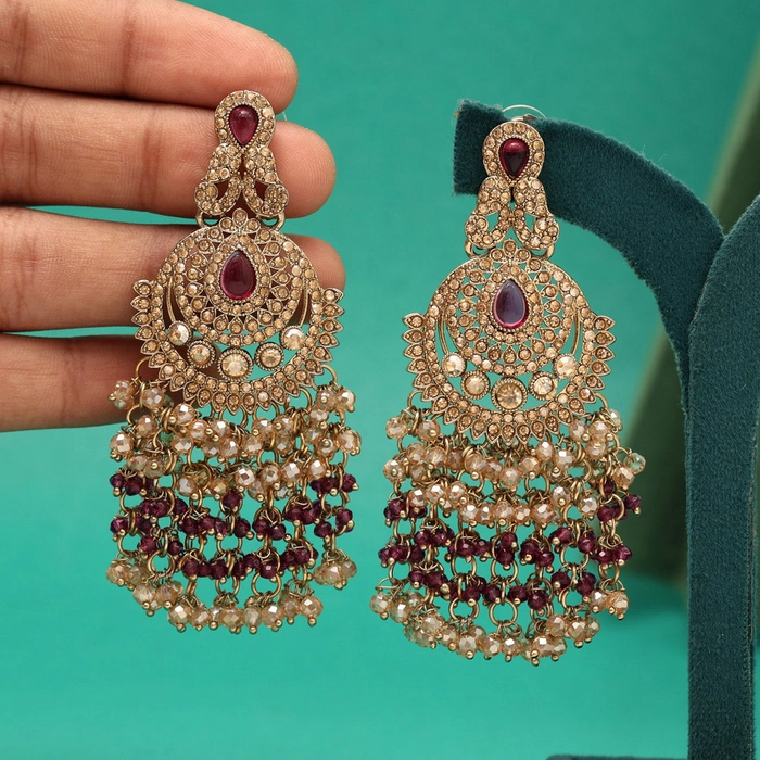 Turquoise Blue Color Kundan Pakistani Earrings (KDE980TBLU)