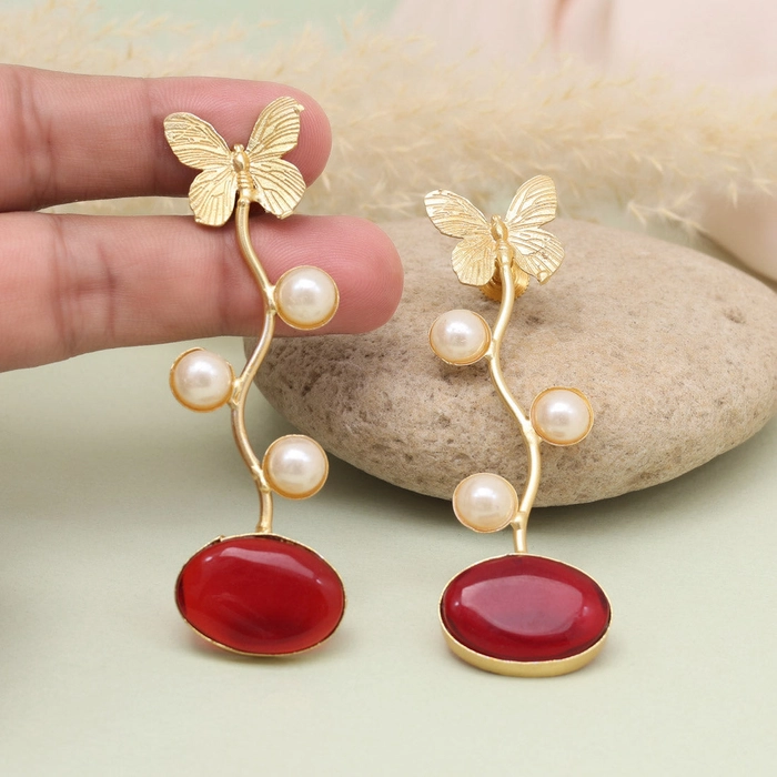 Elegant Maroon Color Amrapali Earrings