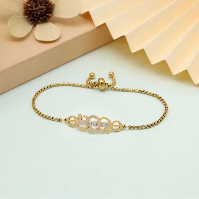 Chic Gold Color Stainless Steel 18k Gold Plated Demi Fine Bracelet