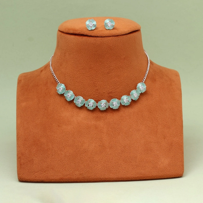 Pista Green Color Stone Necklace Set (STN234PGRN)