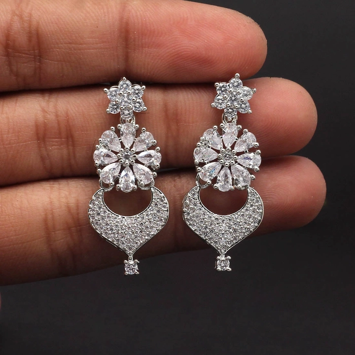 Silver Color American Diamond Earrings
