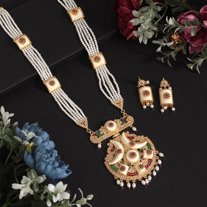 Multi Color Meena Work Rajputi Jewellery Rani Haar