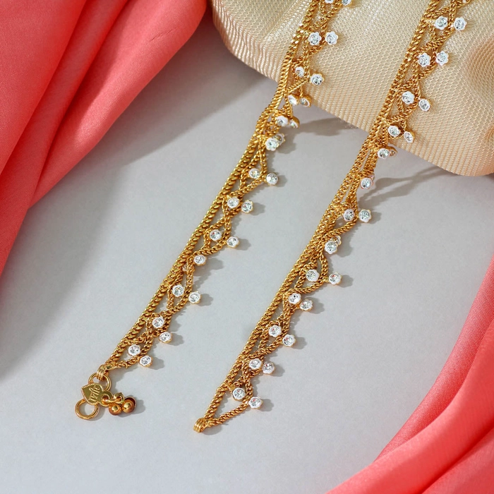White Color Rhinestone Anklets