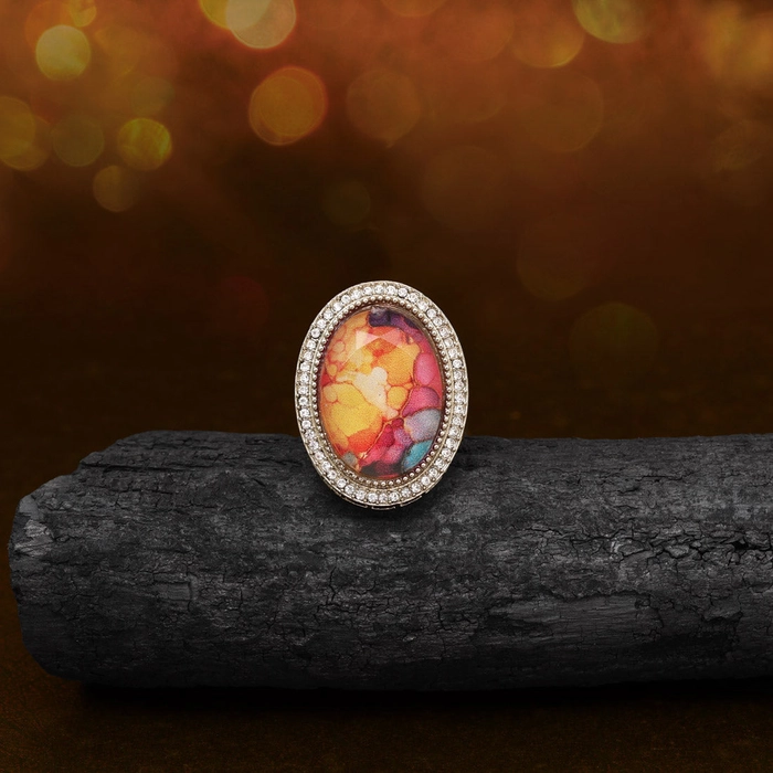 Festive Multi Color Kundan Ring For Women