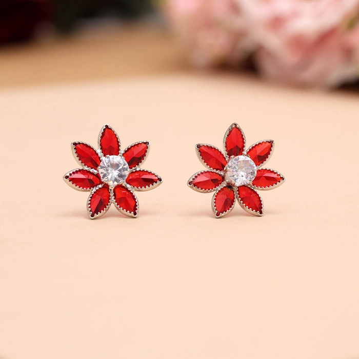 Red Color Stone Necklace Set (STN222RED)