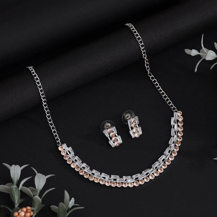 Gold Color Stone Necklace Set