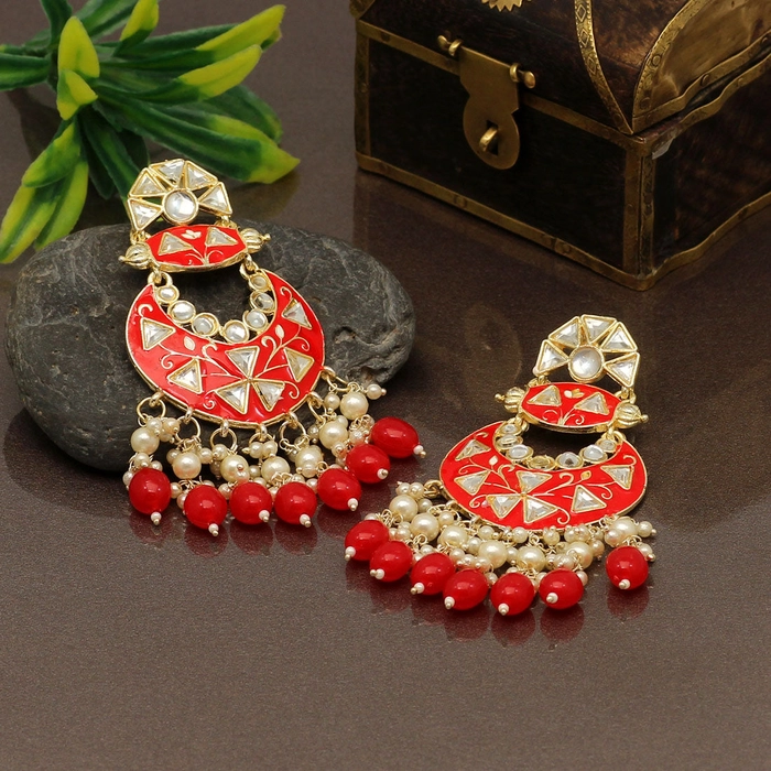 Red Color Meenakari Earrings