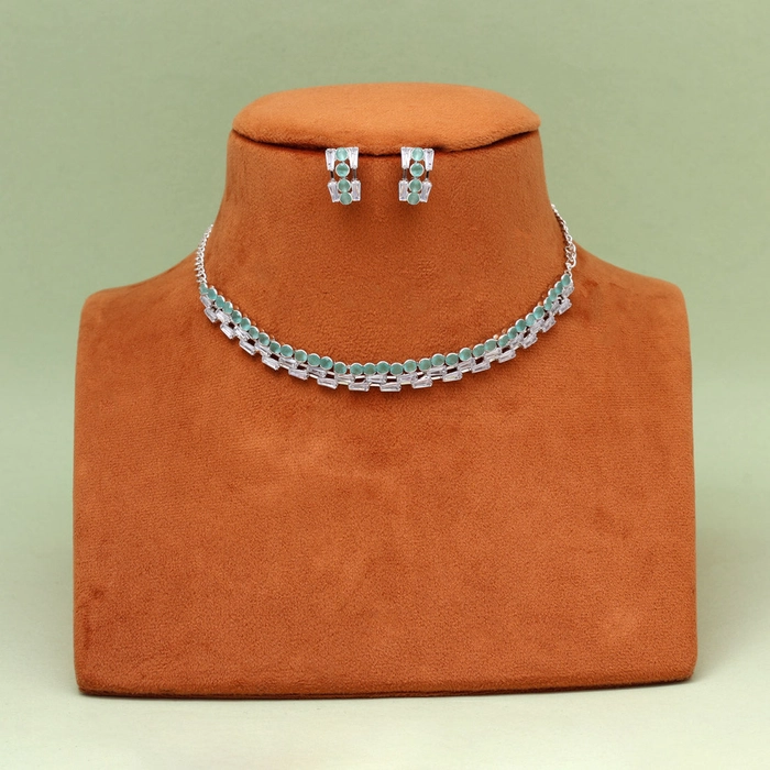 Pista Green Color Stone Necklace Set (STN237PGRN)