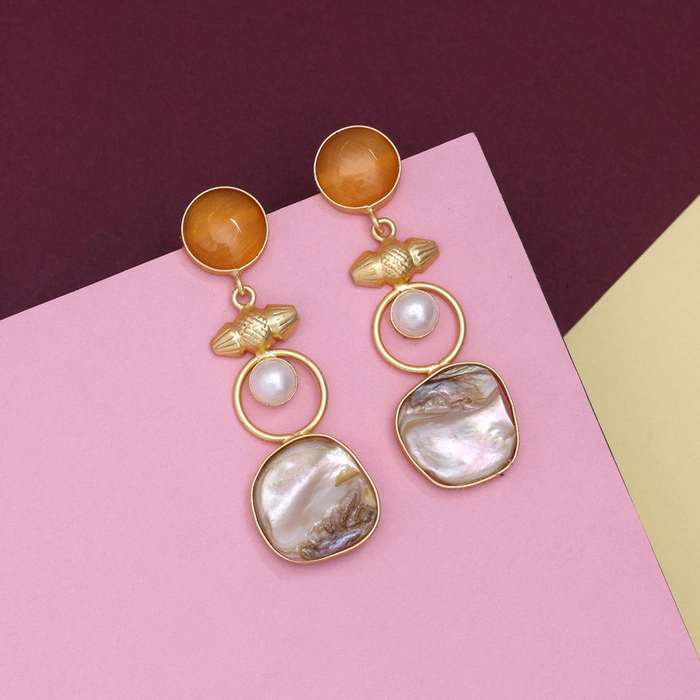 Sunset Mustard Yellow Color Amrapali Earrings