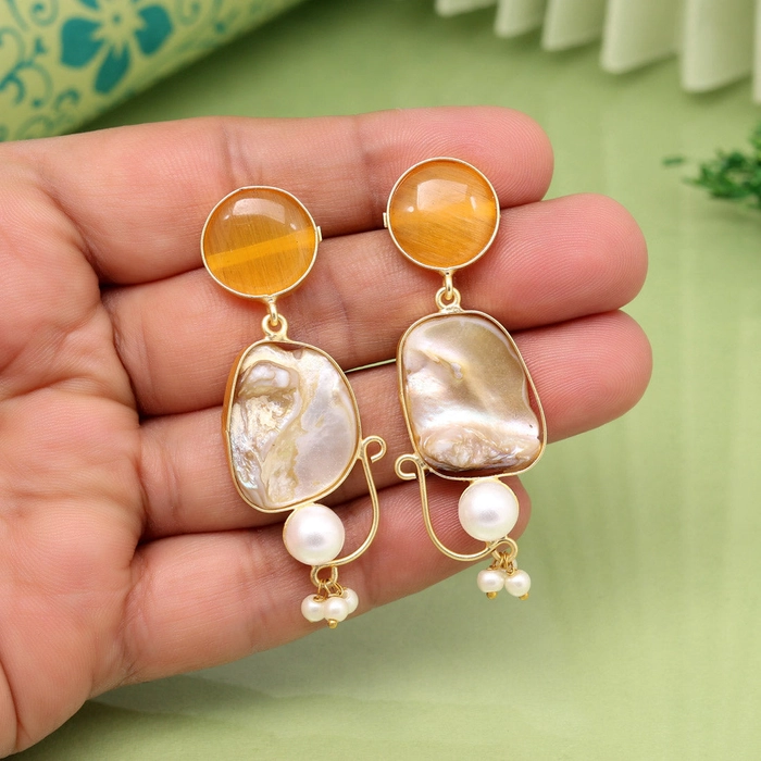 Yellow Color Amrapali Earrings