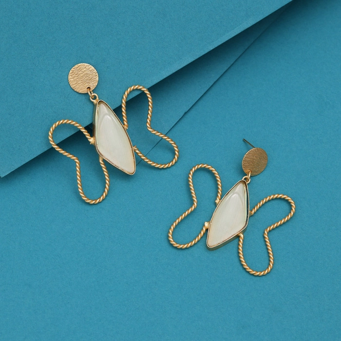 Grey Color Butterfly Design Amrapali Earrings