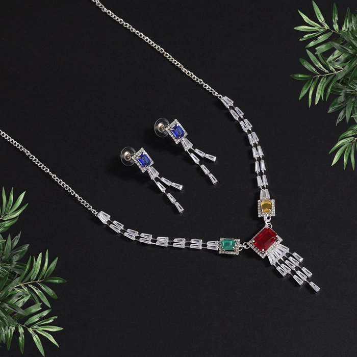 Assorted Color Stone Necklace Set (STN220MLT)
