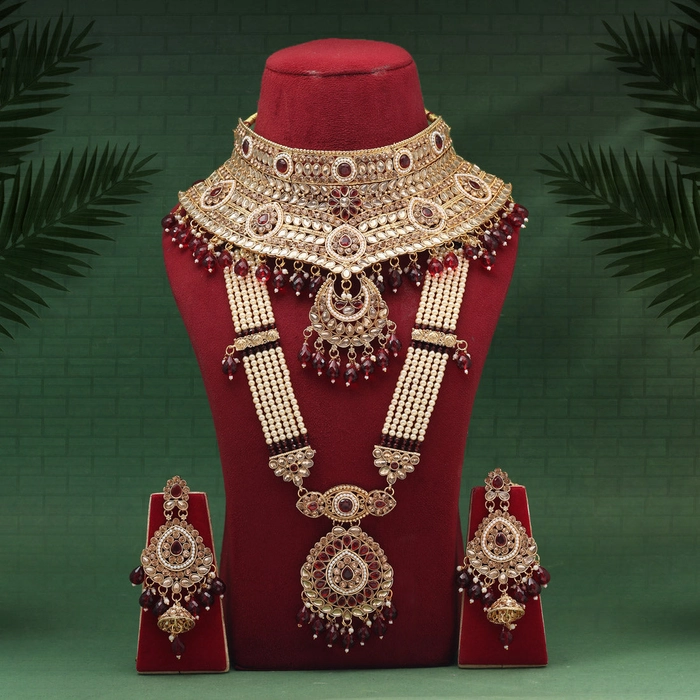 Maroon Color Kundan Dulhan Set (BDL271MRN)