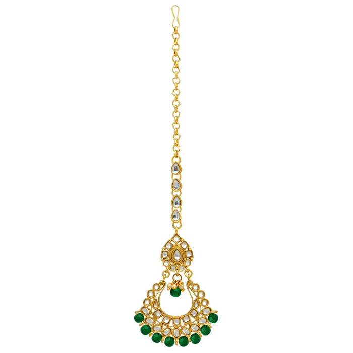 Green Color Kundan Choker Necklace Set