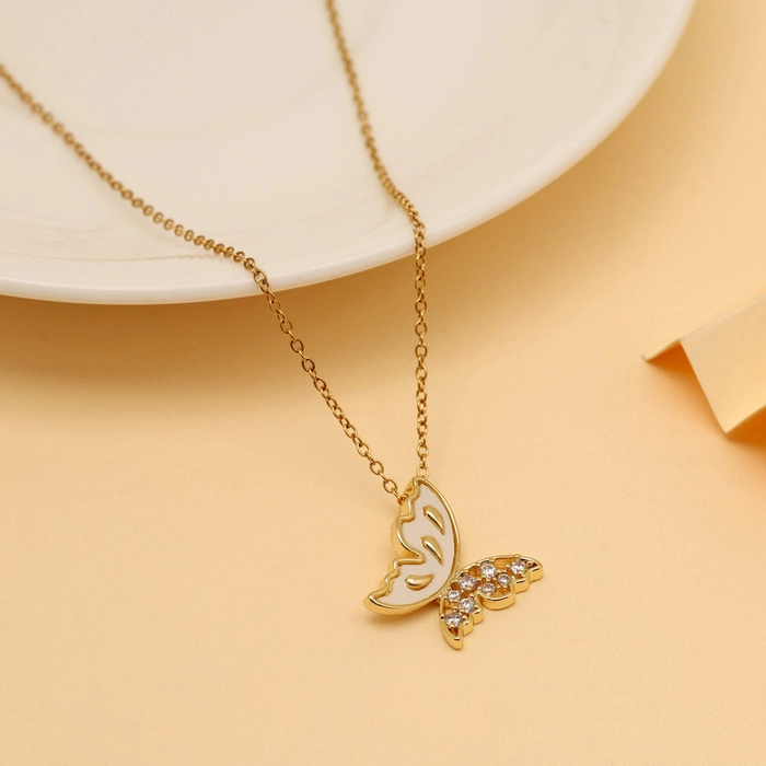 Gold Color Butterfly Shape Stainless Steel 18k Gold Plated Demi Fine Pendant