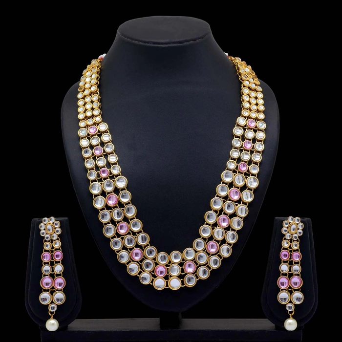 Pink Color Kundan Necklace Set (KN101PNK)
