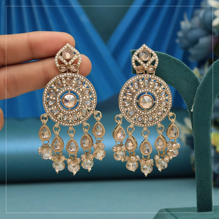 Gold Color American Diamond Earrings