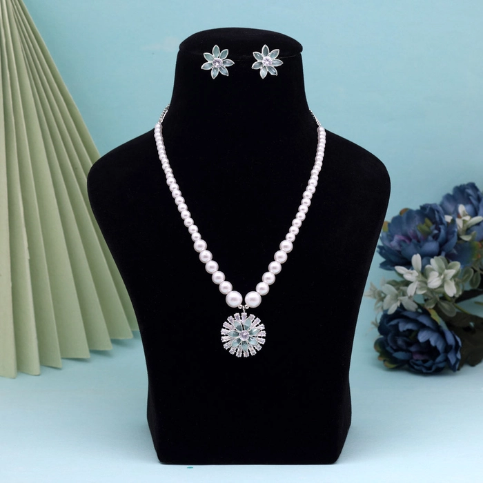Pista Green Color Stone Necklace Set (STN222PGRN)