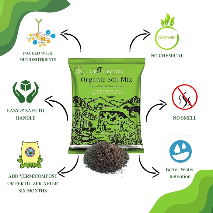 Evergreeness India Organic Potting Soil Mix with Cocopeat, Vermicompost, Neem Granule, Plant Manure/Khad - 5 KG