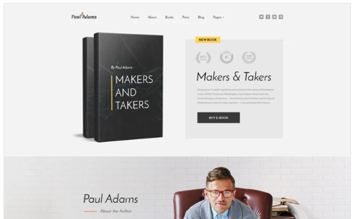 Paul Adams ‚Äì Writer Multipage Creative HTML Website Template