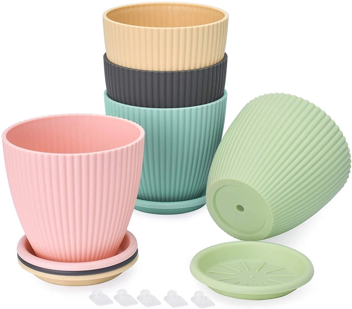 Evergreeness India Round Flower Pots for Home Planters, Terrace, Garden Etc | Pack of 04 | Suitable for Home Indoor & Outdoor Gardening Plants 6 inch (Pink)