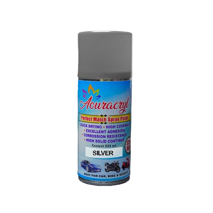 AOURACRYL Spray Paint SILVER-225 ml (Pack of 1-pcs), For Bike, Cars, Furnitures, art and craft  Paint work