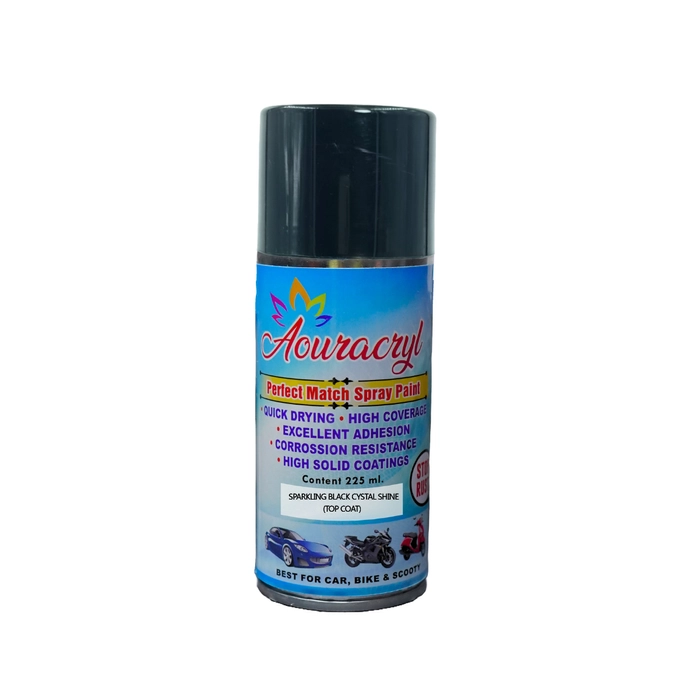AOURACRYL PU Spray Paint Sparkling Black Cystal Shine (RC Colour Name), Compatible for Toyota  Innova Hycross, Innova Crysta and Fortuner Cars -225 ml (Pack of 1)