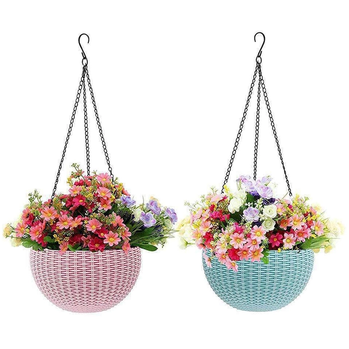 Evergreeness India Pot Hanging Basket with Hook Chain for Home Gardener Office Balcony Grower Planter (Multi-2)