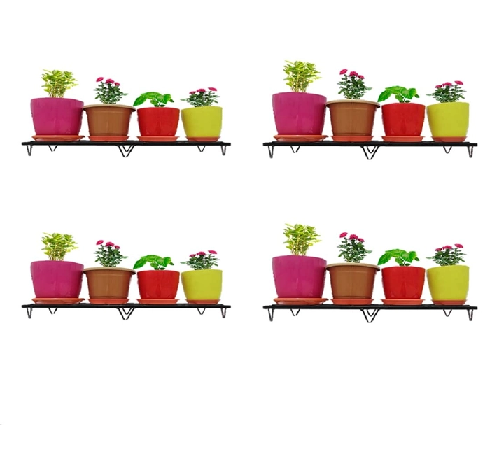 Evergreeness India Multiple 2 tire Plants and Pots Stand, Indoor Shelf Holder Rack, Gardening Stand,Indoor Outdoor (v legs (Black, 2)