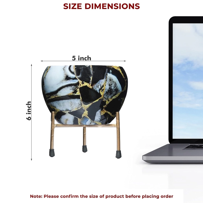 Evergreeness India Stylish Printed Metal Planter with Tripod Metal Stand for Home and Garden (Set of 2)
