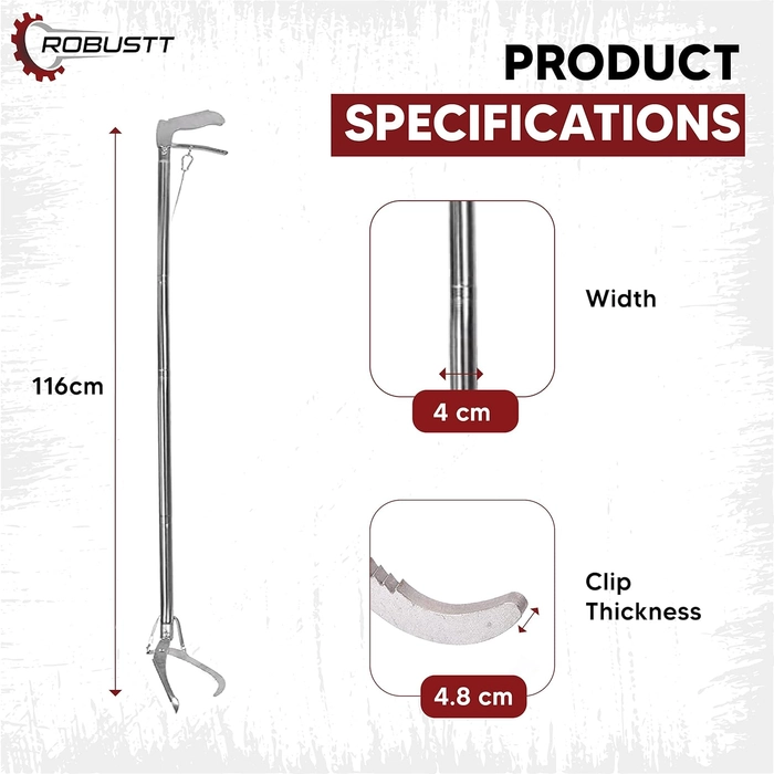 Evergreeness India Arm Stainless Steel Heavy Duty Picker Tool (Pack of 1) with Fixed Length Body