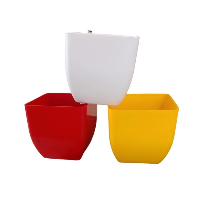 Evergreeness India Plastic Flower Pot (Square) (Pack of 3) | Multicolor Indoor pots for Gardening | Durable, Virgin Material.