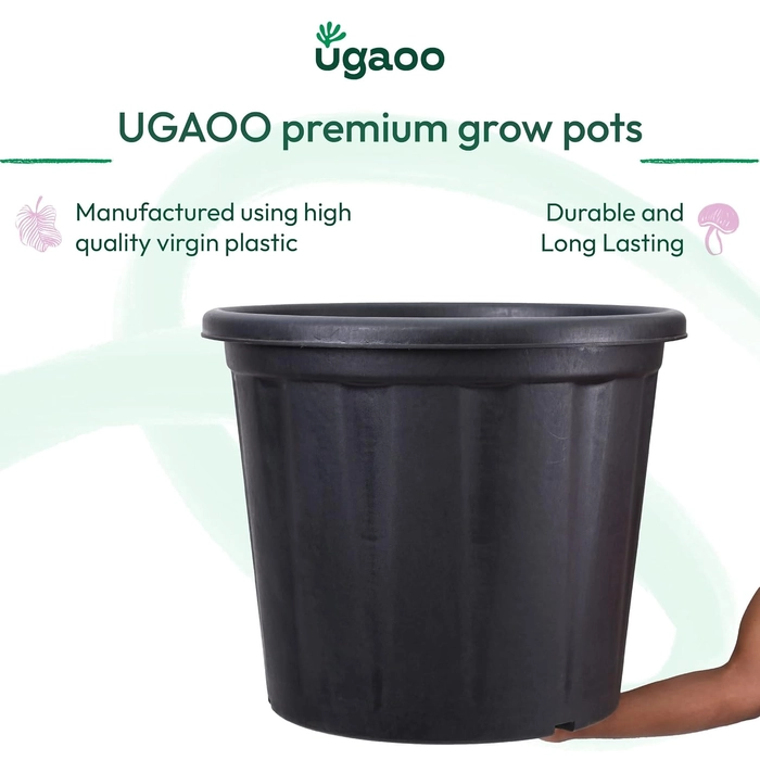 Evergreeness India Treated Large Plant Pots for Big Size Plants (24 inch Black Color Set of 3 Large Planters)