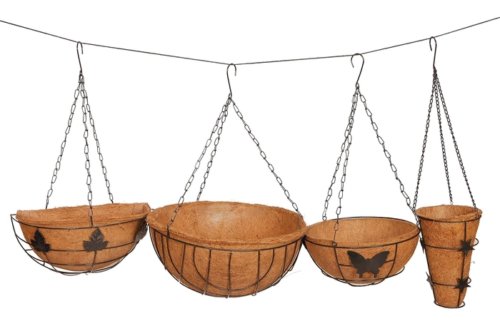 Evergreeness India Coir Hanging (Liner and Metal Basket with Chain) Pack of 5 (10 Inch)