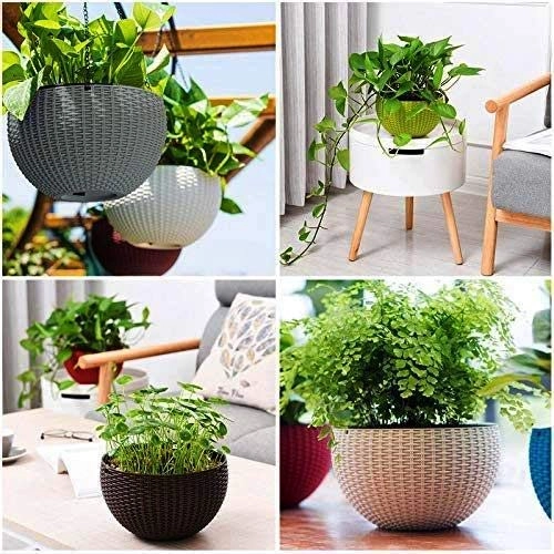 Evergreeness India Pot Hanging Basket with Hook Chain for Home Gardener Office Balcony Grower Planter (Multi-2)
