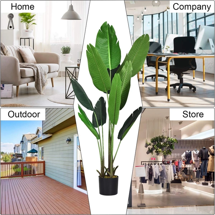 Evergreeness India 5.3 Feet Imported Natural Looking Real Touch Artificial Plant with Pot for Indoor,Home,Office,Living Room Decor (Artificial Plant, Traveller's Palm 5.3 FT)