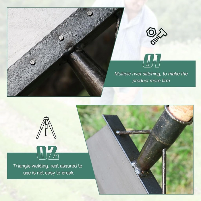 Evergreeness India Duty Hand Weeder for Weed Removal, Clean Up Animal Waste, Large Metal Shovel Scraper, Mud Remove Tool with Anti-splash Panel, Gardening Tools for Home Garden(Without Handle)