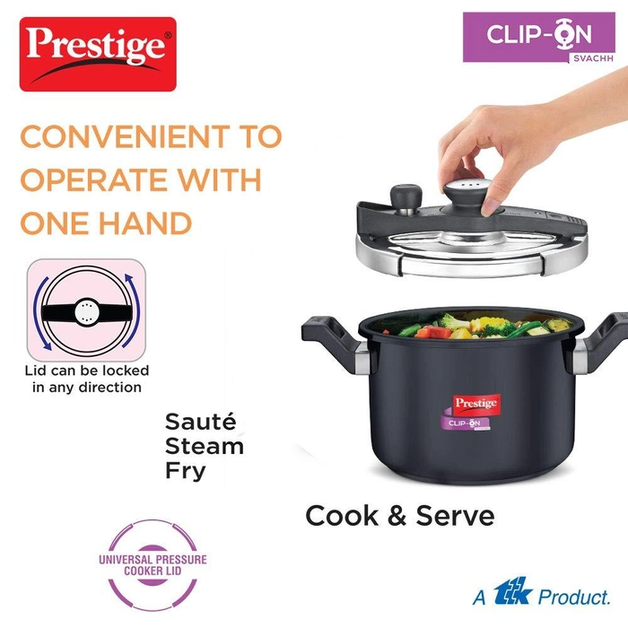 Buy Prestige Svachh Clip on 5 Litre Hard Anodised Pressure cooker online from vimax