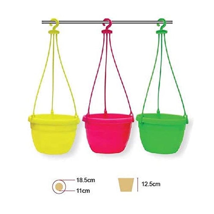 Evergreeness India Round Rattan Woven Plastic Hanging Pots, Hanging Planters for Plants, Multicolor Hanging Pots for Garden, Balcony- 10 Piece